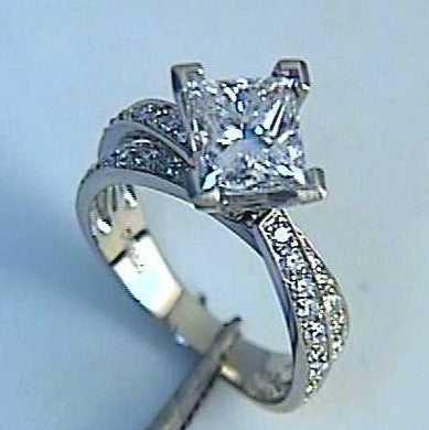 1.73ct Star Wars Princess Cut Diamond Engagement Ring 18kt White Gold GIA EGL JEWELFORME BLUE