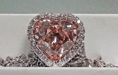7.33ct Pink Diamond Heart Shape Necklace 18kt White Gold
