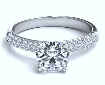 1.42ct 18kt Round Diamond Engagement Ring D-Internally Flawless JEWELFORME BLUE Pave diamond Blake Lively