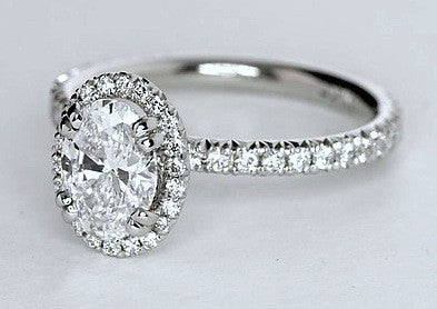 1.60ct Oval Diamond Engagement Ring Halo Platinum GIA certified