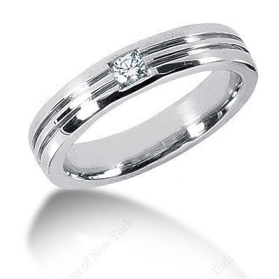 0.15ct Round Diamond Men's Wedding Ring 14kt White Gold JEWELFORME BLUE