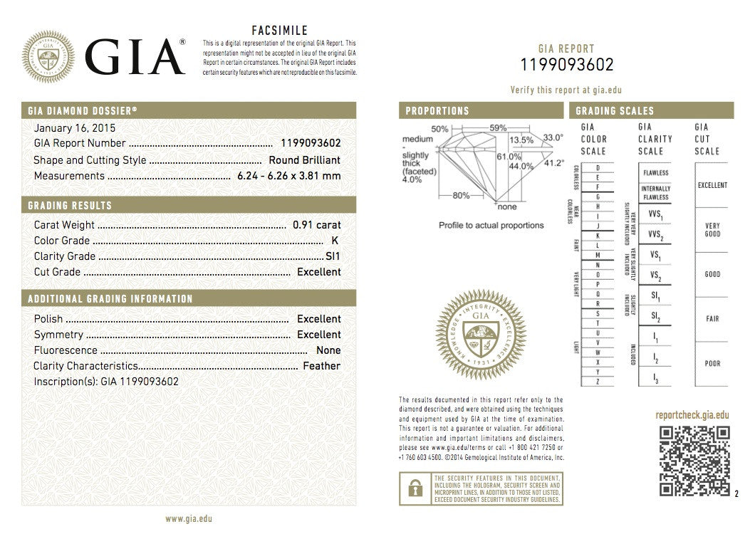 0.91ct K-SI1 Round Diamond GIA BLUERIVER4747 900,000 GIA EGL certified Diamonds
