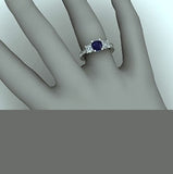 1.86ct Round Sapphire Engagement Ring  Sapphire Diamond Ring Platinum JEWELFORME BLUE