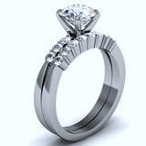 1.32ct Round cut Diamond Engagement Wedding Ring Set 18kt White Gold JEWELFORME BLUE
