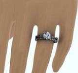 1.32ct Round cut Diamond Engagement Wedding Ring Set 18kt White Gold JEWELFORME BLUE