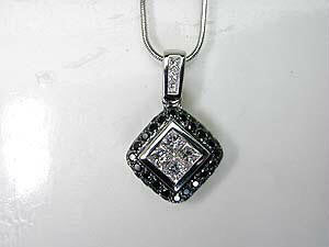 1.52ct Princess Diamond Pendant Necklace JEWELFORME BLUE 18kt white Gold