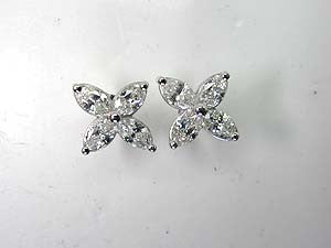 2.10ct Marquise Diamond Earrings 18kt white Gold Birthday Anniversary Gift JEWELFORME BLUE Apple