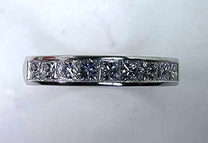 0.85ct Princess diamond Eternity Wedding Ring Band Platinum JEWELFORME BLUE