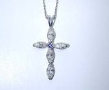 1.24ct Marquise Diamond Cross Pendant 18kt JEWELFORME BLUE