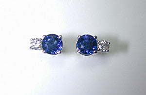 1.42ct Sapphire and Diamond Earrings diamond-studs 18kt White Gold JEWELFORME BLUE