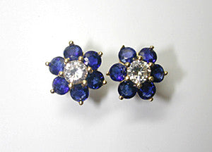 1.82ct Sapphire and Diamond Earrings 18kt Yellow JEWELFORME BLUE