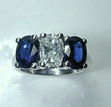 2.35ct  Oval Diamond Blue Sapphire Engagement Ring 18kt White Gold JEWELFORME BLUE  GIA certified
