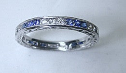 1.28ct Diamond Sapphire Eternity Wedding Ring 18kt White Gold JEWELFORME BLUE