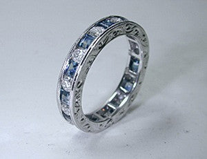 1.73ct Diamond Sapphire Eternity Wedding Ring 14kt White Gold JEWELFORME BLUE