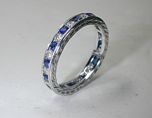 1.20ct Diamond Sapphire Eternity Wedding Ring Platinum JEWELFORME BLUE