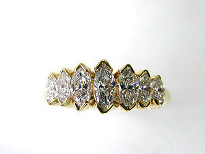 1.25ct Marquise Shape Diamond Eternity Ring 18kt Yellow JEWELFORME BLUE
