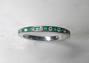 0.46ct Eternity Ring Round Diamonds and Emeralds PLATINUM JEWELFORME BLUE Stack Rings