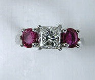 2.20ct Princess Diamond & Ruby Engagement Ring 18kt White Gold  GIA certified JEWELFORME BLUE