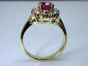 3.10ct Oval Ruby Diamond Engagement Ring 18kt Yellow Gold JEWELFORME BLUE