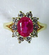 3.10ct Oval Ruby Diamond Engagement Ring 18kt Yellow Gold JEWELFORME BLUE