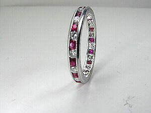 1.30ct Platinum Ruby & Diamond Eternity Wedding Ring JEWELFORME BLUE