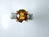 4.48ct Oval Yellow Sapphire Diamond Engagement Ring 18kt White Gold JEWELFORME BLUE