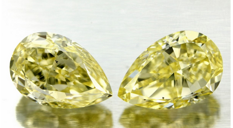 3.03ct Fancy Yellow Pear Shape Matching Pair Diamond JEWELFORME BLUE  GIA Certified pay 2a