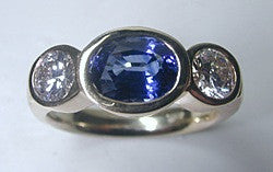 3.10ct Oval Sapphire Diamond Engagement ring JEWELFORME BLUE 18kt Yellow