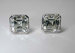 4.01ct Asscher Cut Diamond studs Earrings GIA Certified JEWELFORME BLUE