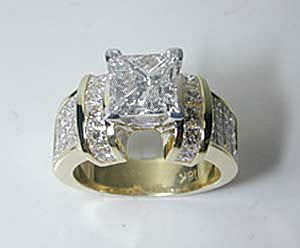 5.01ct Princess Cut Diamond Engagement Ring 18kt Yellow Gold Anniversary Bridal Jewelry JEWELFORME BLUE