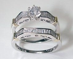 1.02ct Round Diamond Engagement Ring Wedding band set JEWELFORME BLUE