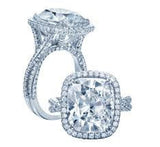 5.28ct Cushion Moissanite & Diamond Engagement Ring 18kt JEWELFORME BLUE