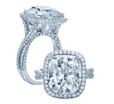 6.28ct Cushion Moissanite & Diamond Engagement Ring 18kt JEWELFORME BLUE