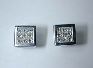 1.00ct Princess Cut Diamond Earrings 18kt White JEWELFORME BLUE