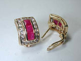 2.22ct Ruby and Diamond Earrings 14kt yellow gold JEWELFORME BLUE