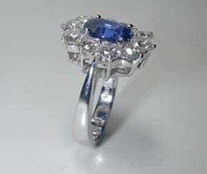 3.20ct Cushion Cut Sapphire Diamond Engagement Ring JEWELFORME BLUE