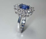 3.20ct Cushion Cut Sapphire Diamond Engagement Ring JEWELFORME BLUE