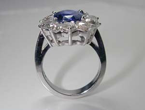 3.20ct Cushion Cut Sapphire Diamond Engagement Ring JEWELFORME BLUE