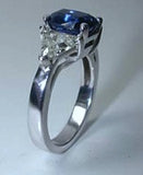 2.94ct Cushion Cut Sapphire Trillion Diamonds Anniversary Ring JEWELFORME BLUE