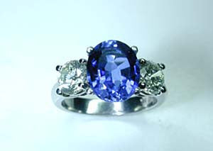 3.67ct Tanzanite and Diamond Engagement ring JEWELFORME BLUE