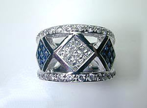 2.28ct Diamond and Sapphire Wedding Ring JEWELFORME BLUE