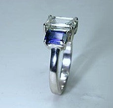 5.01ct Emerald Cut Diamond & Sapphire Engagement Ring JEWELFORME BLUE