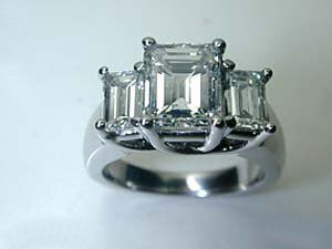 3.16ct Emerald Cut Diamond Engagement Ring 18kt White Gold JEWELFORME BLUE Anniversary Bridal gift