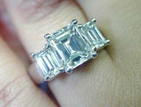 3.16ct Emerald Cut Diamond Engagement Ring 18kt White Gold JEWELFORME BLUE Anniversary Bridal gift