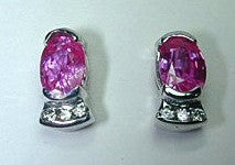 2.19ct Pink Sapphire and Diamond Earrings 18kt white Gold JEWELFORME BLUE