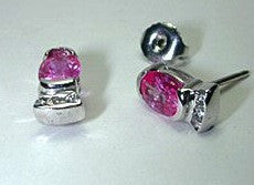 2.19ct Pink Sapphire and Diamond Earrings 18kt white Gold JEWELFORME BLUE