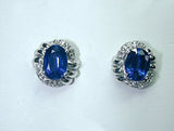 3.39ct Oval Sapphire Diamonds Earrings 18kt white gold  JEWELFORME BLUE