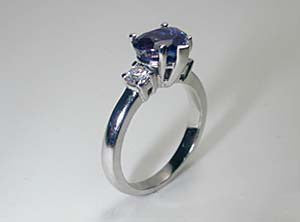 2.60ct Heart Shape Blue Sapphire Diamond Engagement Ring  18kt White Gold Halo JEWELFORME BLUE