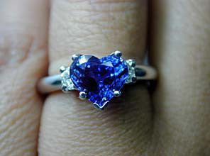 2.60ct Heart Shape Blue Sapphire Diamond Engagement Ring  18kt White Gold Halo JEWELFORME BLUE
