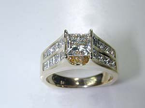4.23ct Princess Diamond Men's Ring 18kt Yellow Gold JEWELFORME BLUE  BIRTHDAY Anniversary Gift